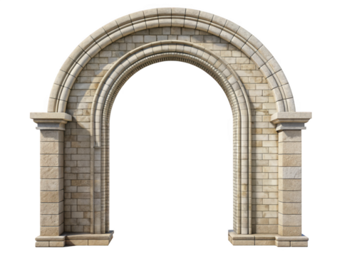 Ancient stone arch isolated on transparent background