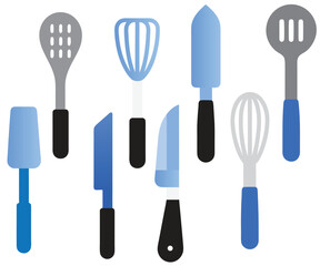Kitchen tools black isolated vector icons.