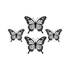 Obraz premium Elegant Butterfly Set – Black and White Vector Illustration