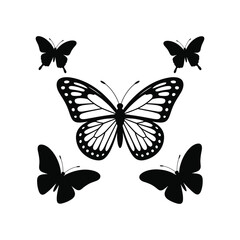 Butterfly Silhouette Cluster Vector Illustration