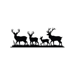 Deer Family Silhouette Vector Illustration