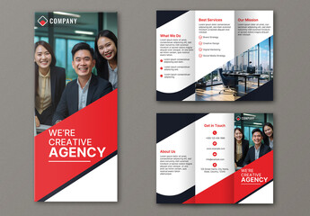 Business Trifold Brochure Template Editable Design for Creative Agency Marketing.