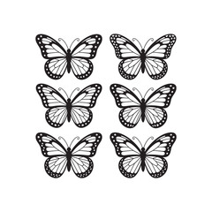 Obraz premium Black and White Butterfly Collection Vector Illustration