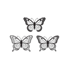 Black and White Butterfly Silhouette Trio