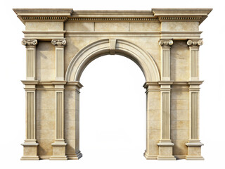 Obraz premium Ornate stone archway isolated on transparent background with detailed carvings