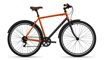 Fototapeta premium Orange and Black Bicycle on White Background