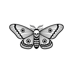 Death’s Head Moth Illustration with Skull Design