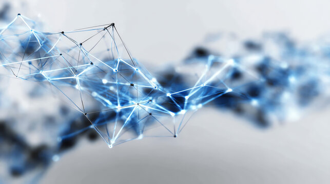 Digital Network: Intricate network of illuminated connection points forming a complex pattern, representing interconnected data and digital communication.