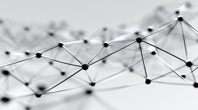 Digital Network Connections: An intricate network of interconnected nodes symbolizes the essence of modern digital technology, data flow, and connectivity.