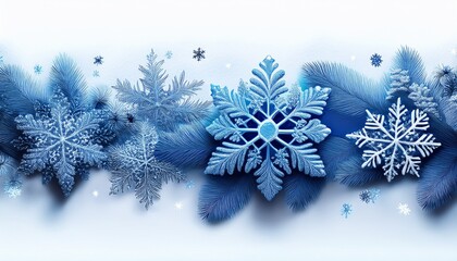 Blue Snowflake Horizontal Festive Border