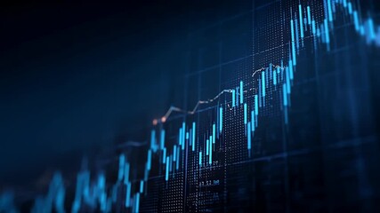 modern abstract background with a blue glowing stock market graph and candlestick chart, a business concept of financial background  - Powered by Adobe