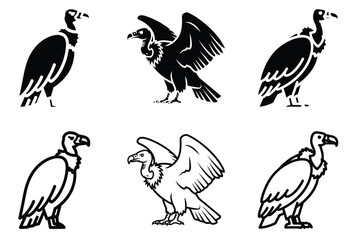 Vulture silhouette vector icon set