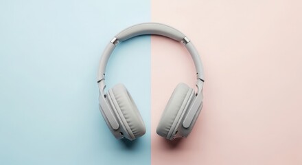 A pair of light gray modern headphones isolated on white background