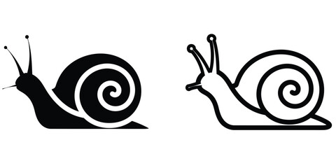 Snail 2 silhouette vector icon set
