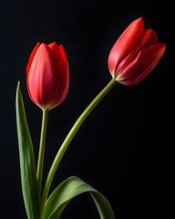 Striking Red Tulips Elegant Floral Arrangement Dark Setting