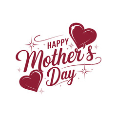Happy Mother’s Day text design with decorative hearts and elegant typography on white background