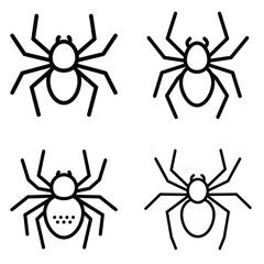 Spider silhouette vector icon set