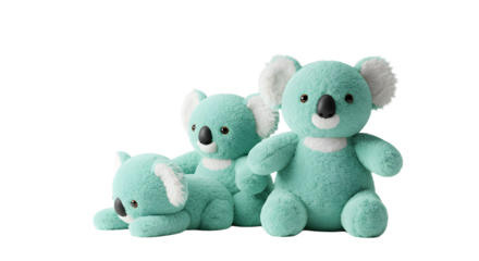 BABY TOYS - Cute turquoise koala plush toys isolated on white background, perfect for children's gifts and nursery decorations