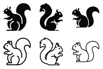 Squirrel silhouette vector icon set