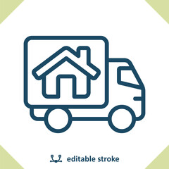 Truck Icon. Delivery Truck, Van, Vehicle, House, Home, Moving Truck