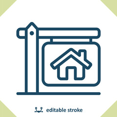Real Estate Sign Icon. House, Home, For Sale