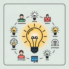 Design Thinking Process Illustration Creative Problem Solving Innovation Strategy Development User Centered Approach Ideation Prototyping Testing Empathize Define Ideate Prototype Test