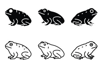 Toad silhouette vector icon set
