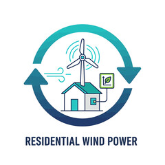 2D flat icon of a small residential wind turbine in vector