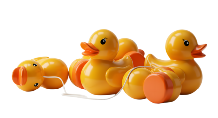 BABY TOYS - Classic yellow rubber duck toys connected by string, perfect for children's playtime and bath fun