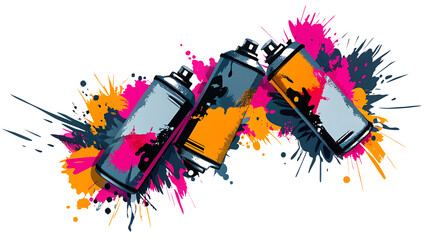 colorful abstract graffiti art exploding isolated on white background png, ai generated