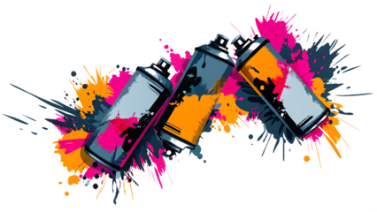 colorful abstract graffiti art exploding isolated on white background png, ai generated