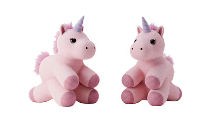 BABY TOYS - Pink unicorn plush toys with purple horns and pink manes, soft stuffed animals, cute kids' gifts, perfect for nursery decorations