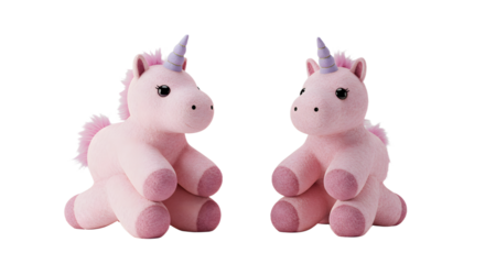BABY TOYS - Pink unicorn plush toys with purple horns and pink manes, soft stuffed animals, cute kids' gifts, perfect for nursery decorations