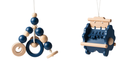 BABY TOYS - Wooden baby toys hanging, Montessori-style natural sensory and motor skill development toys, perfect for nurseries and toddler playrooms