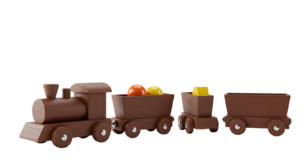 BABY TOYS - Wooden toy train with colorful blocks, classic children's playset on white background, ideal for early education and imaginative play