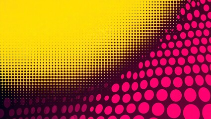 Abstract halftone pattern with yellow and pink colors.