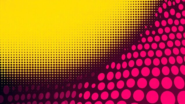Abstract halftone pattern with yellow and pink colors.