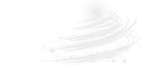 A light swirl illustration with glowing lines and star-like accents on a transparent background,...