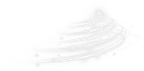 Light swirls with glowing effects on a transparent background, ideal for digital designs requiring a PNG overlay element.