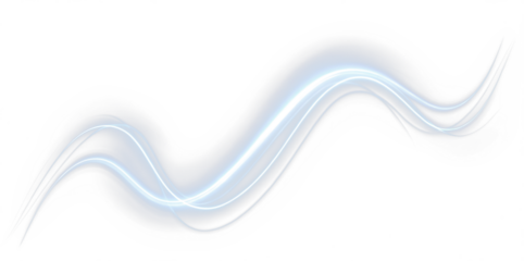 A glowing light wave design on a transparent background, ideal for creative projects and digital overlays. This PNG overlay features smooth, luminous curves for a striking visual effect.