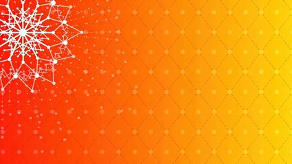 Abstract Orange Gradient Background with White Geometric Snowflake.