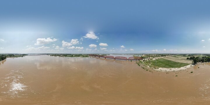 A 360 aerial panorama of Sutlej river