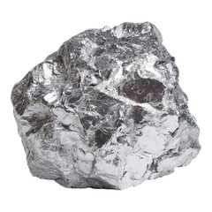 Fototapeta premium A jagged, textured rock with a highly reflective, metallic sheen, isolated on a black background