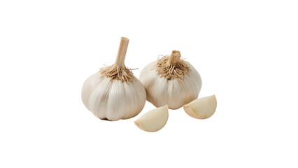 Fresh Garlic Close-up: a close-up shot of two bulbs of garlic and a few garlic cloves, emphasizing their fresh, pure form