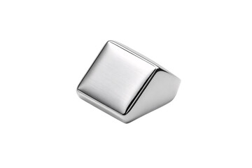 Fototapeta premium Metallic silver cube at angle, brushed steel geometric shape with rounded edges, modern minimalist design, isolated on a transparent background