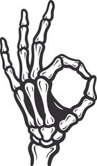 Cartoon Skeleton Hand Making OK Gesture Halloween Themed Illustration