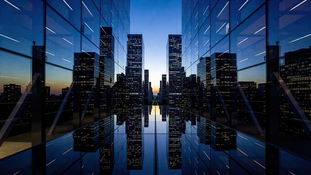 Cityscape Reflection - Modern Architecture and Urban Landscape.