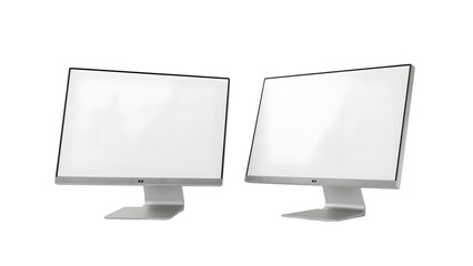 Dual Monitors in Modern Setting: Two sleek, modern computer monitors stand side-by-side, offering a clean, contemporary feel, the ideal backdrop for your digital content. 