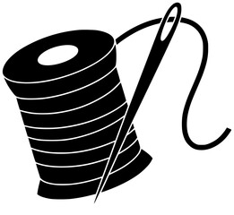 thread illustration sewing silhouette spool logo tailor icon sew outline embroidery needlework reel fashion needle craft textile pattern cotton shape adults vector graphic background