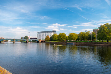 A riverscape view over the river Trent in the morning.
